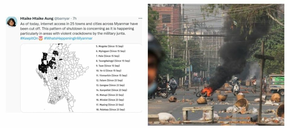 Internet connection cuts off in more than ‍‍` 25 ‍‍`townships in northwestern Myanmar